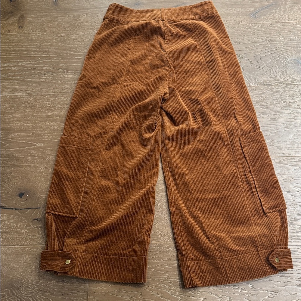 Line + Dot Brown Corduroy Wide Leg Pants High Rise Cropped Vintage Style size M - Picture 6 of 7